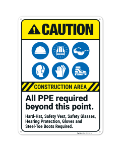 Construction Area All Ppe Required Beyond This Point Sign,