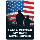 American Flag Veteran Oath Sign, Wall Decor Man Cave Bar Sign