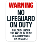 Iowa Warning No Lifeguard On Duty Sign, Complies With State Of Iowa Pool Safety Code