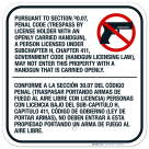 Trespass By License Holder With An Open Carry Handgun Bilingual Sign