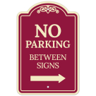 No Parking Between Signs With Right Arrow Décor Sign