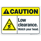 Low Clearance Watch Your Head Sign, ANSI Caution Sign